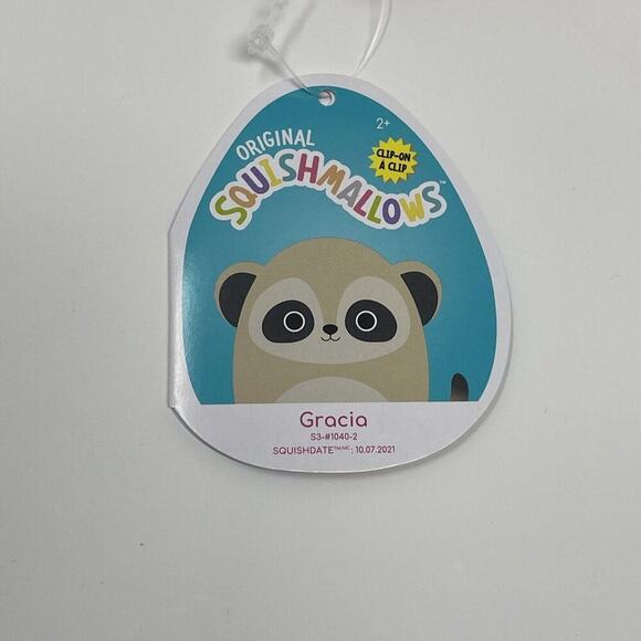 Squishmallow Kellytoy Plush Gracia Meerkat 3.5" Clip On Key Chain Back Pack NWT - Picture 3 of 3